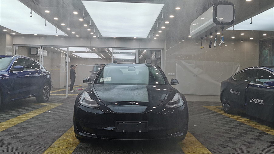 特斯拉Model 3施工威固隔热膜施工案例分享